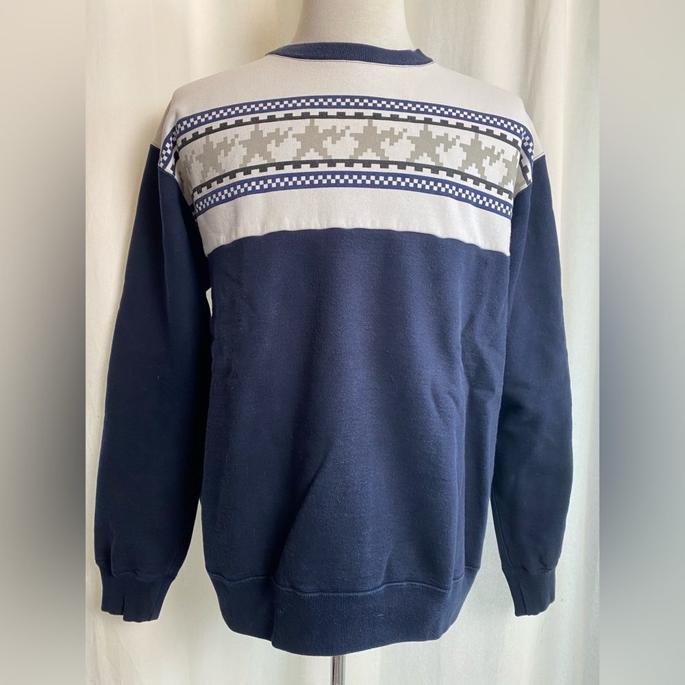 Vintage A Bathing Ape Bape Blue Sweatshirt Bapesta Pixelated Stars XL Rare